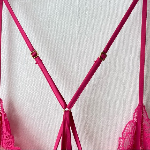 Cacique Satin + Lace Strappy Negligee Babydoll Nightie Floral Pink Yellow 18/20 - Picture 8 of 13